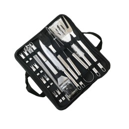 Plieninių grilio rinkinys, priedai, kepsninės reikmenys 22 viename, puiki kokybė