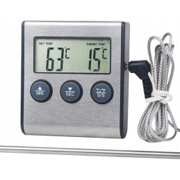 Elektroninis termometras su karščiui atspariu zondu. puikiai tinka temperatūrai matuoti ant grotelių, rūkykloje ir dujinėse bei 