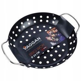 Perforuotas metalinis grilio krepšelis, juodas, 24x29 cm