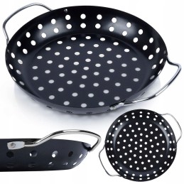 Perforuotas metalinis grilio krepšelis, juodas, 24x29 cm