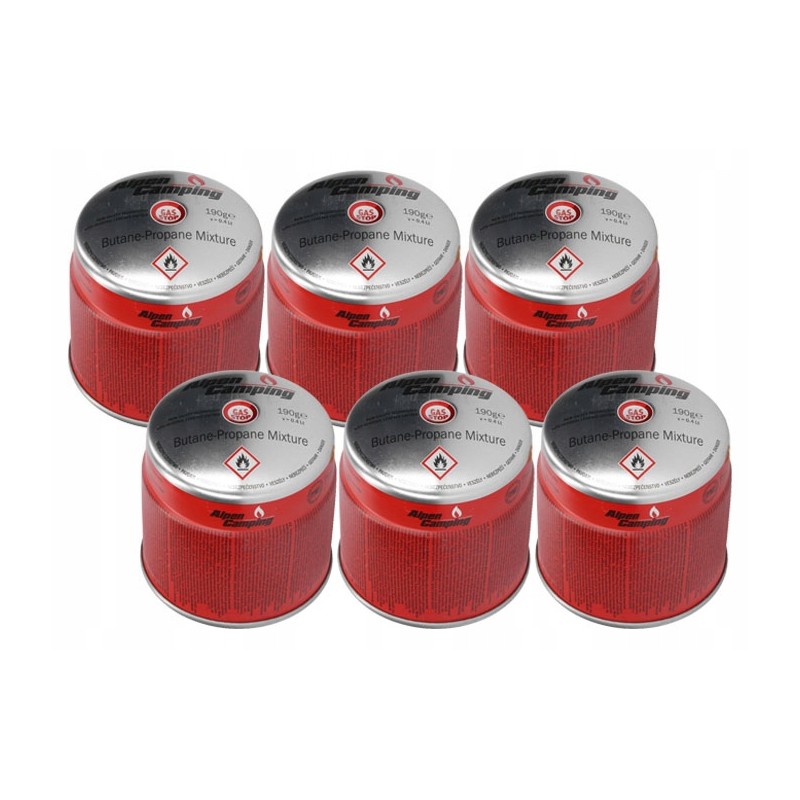 Dujų kasetė 190g dujinė krosnelei Planika, Alpen camping x6 lutlamps