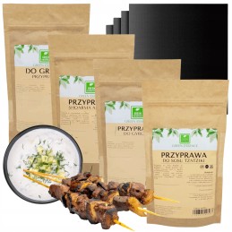 Prieskoniai ant grotelių + tefloninis kilimėlis 4 vnt. - Gyros shoarma tzatziki mėsos žaliajai esencijai