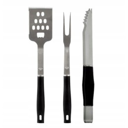 Žnyplės, mentelė, šakutė, metalas, rinkinys iš 3 grilio dalių