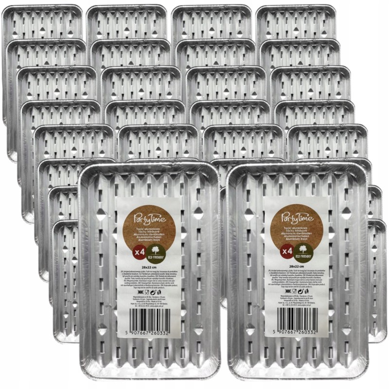 32x aliumininiai grilio padėklai vakarėliams 28x22,5 cm