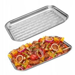 Metalinis grilio padėklas 34x24x2cm iš nerūdijančio plieno