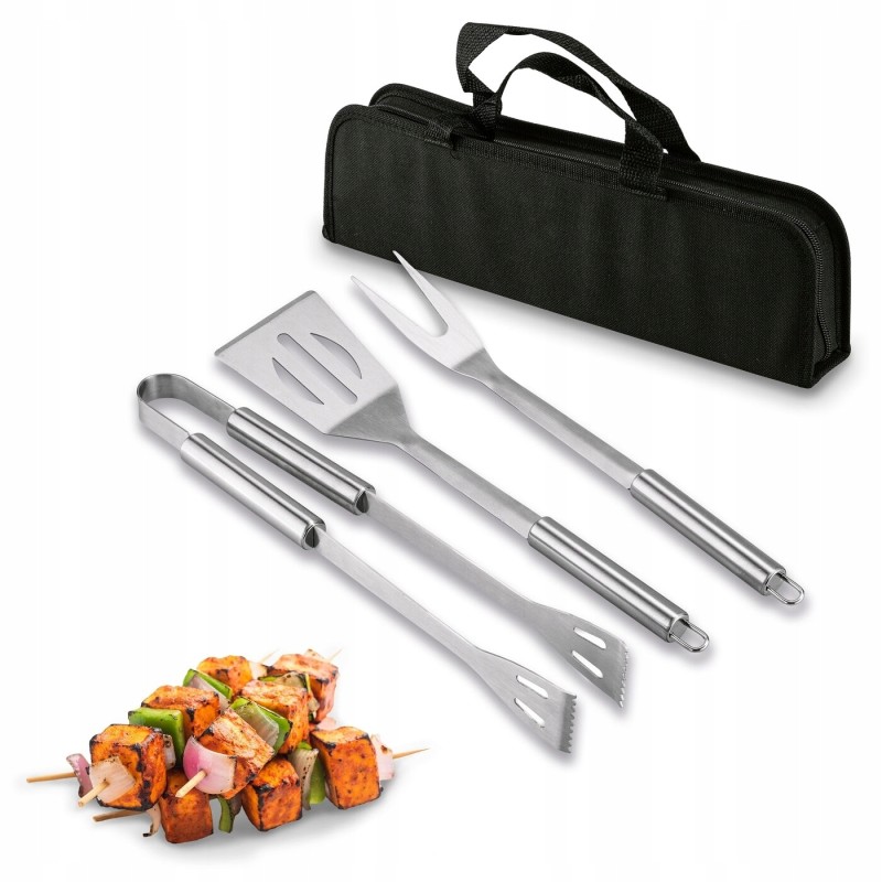 Grilio žnyplių rinkinys, mentelė, mėsos šakutė