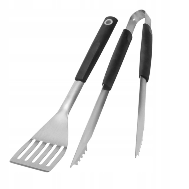 Grilio reikmenys, stalo įrankiai, 2 vnt., žnyplės, mentelė, įrankiai