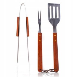 Grilio stalo įrankiai, 3 vnt., medinės rankenos, prekės kodas: 5012055-a