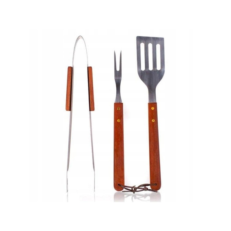 Grilio stalo įrankiai, 3 vnt., medinės rankenos, prekės kodas: 5012055-a