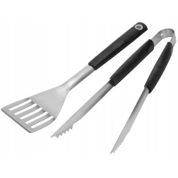Grilio reikmenys, stalo įrankiai, 2 vnt., žnyplės, mentelė, įrankiai