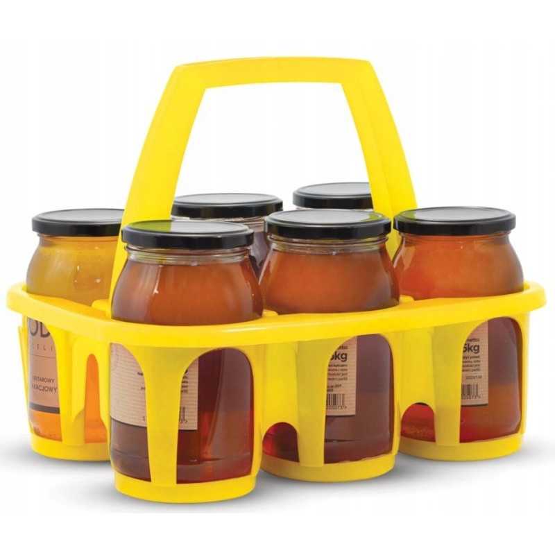 stiklainio laikiklis - 6 medaus indeliams - geltonas