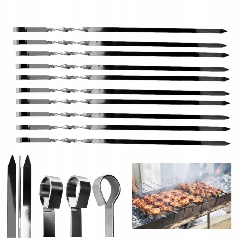 Ilgi plieniniai iešmeliai iešmams kepti ant grotelių