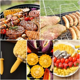 20x metaliniai iešmeliai grilio iešmams 28cm + kukurūzų iešmeliai