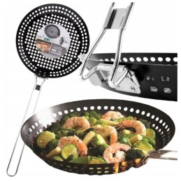 Grilio keptuvė židinio grotelėms su skylutėmis, 30 cm neprideganti kepsninė