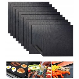 10x tefloninis grilio kilimėlis, juodos kepimo skardos, daugkartinio naudojimo