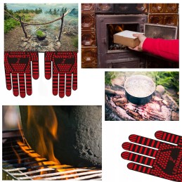 Karščiui atsparios virtuvinės grilio pirštinės, didelės, 2 vnt., iki 33 cm!