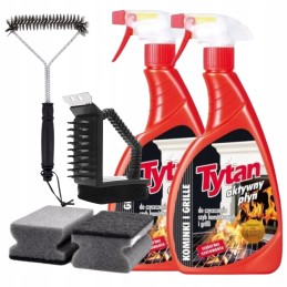 Grilio valymo rinkinys, 2x titano skystis, šepetys ir kempinė