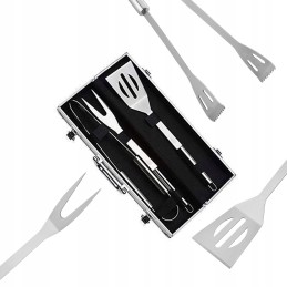 Stalo įrankių rinkinys, kepsninės reikmenys, 3 vnt. lagaminas