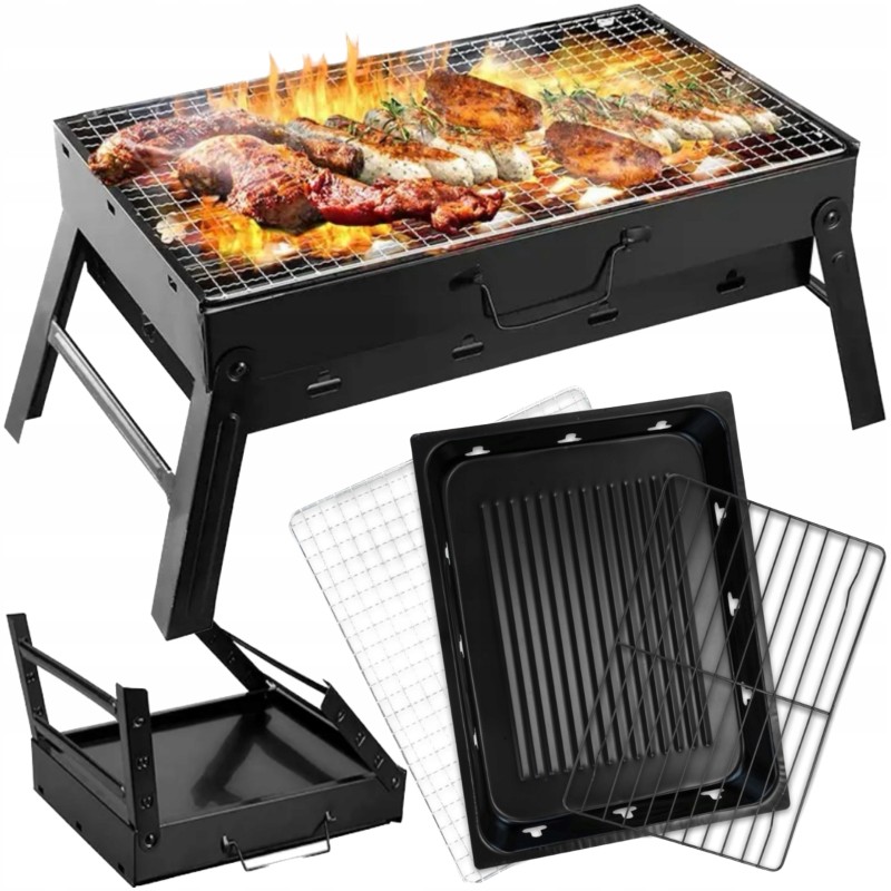 Sulankstomas turistinis nešiojamas medžio anglies sodo lagaminas su rankena