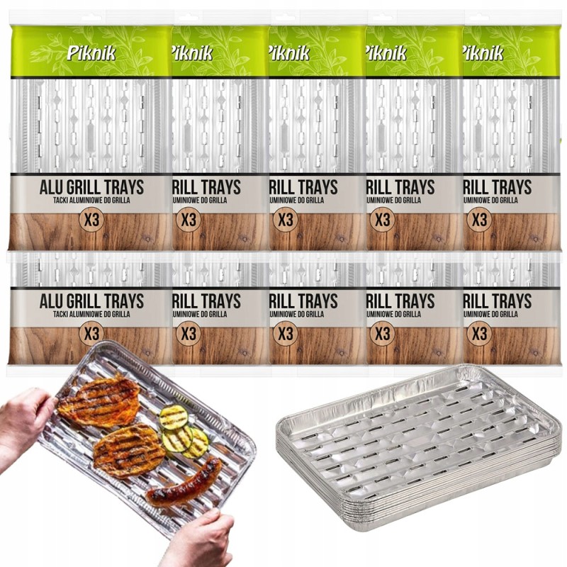 Piknik aliuminio grilio padėklai, 30 vnt