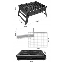 Turistinė sulankstoma anglių kepsninė, sodo lagaminas, chromuotos grotelės