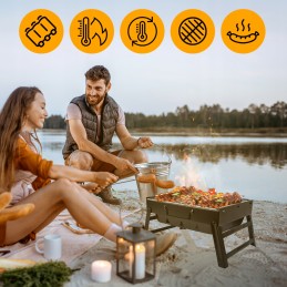 Turistinė sulankstoma anglių kepsninė, sodo lagaminas, chromuotos grotelės