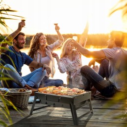 Turistinė sulankstoma anglių kepsninė, sodo lagaminas, chromuotos grotelės
