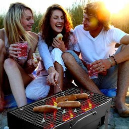 Sulankstomas grilis turistinis nešiojamas lagaminas anglis kempingas 36x27cm