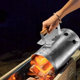 Dūmtraukis griliui apkurti anglies briketais ir ugnimi židinyje, xxl starteris