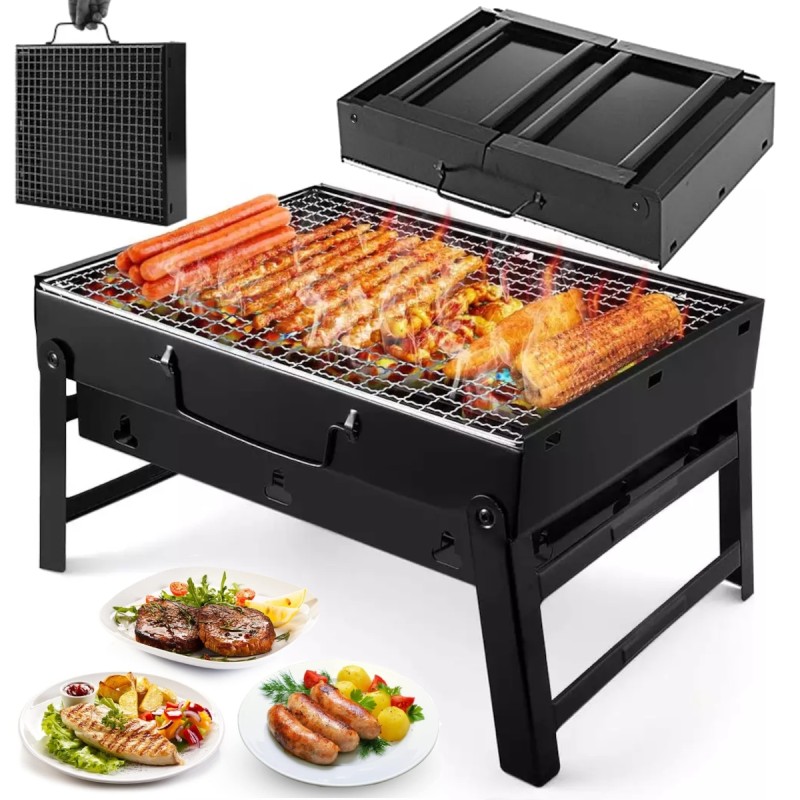 Sulankstomas nešiojamas turistinis grilio lagaminas XXL kempingo stačiakampis