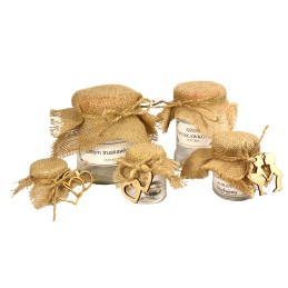 Stiklainiai stiklainiai 40ml + dangtelis + džiutas + nemokamas - 12 vnt