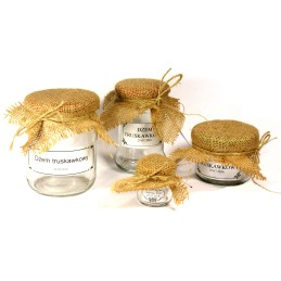 Stiklainiai stiklainiai 40ml + dangtelis + džiutas + nemokamas - 12 vnt