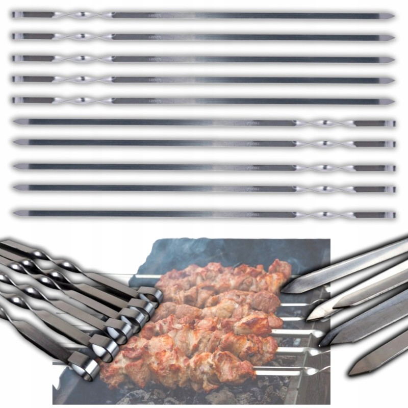 Ilgi plieniniai iešmeliai iešmams kepti ant grotelių
