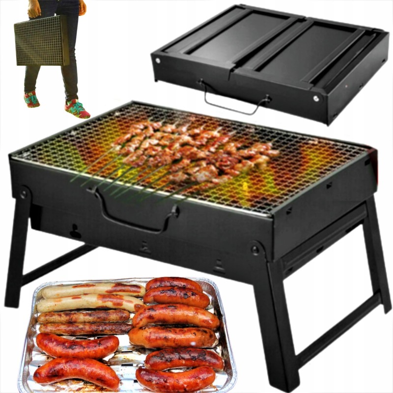 Didelė sulankstoma medžio anglis turistinė kepsninė