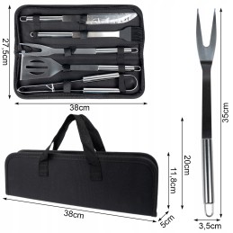 Priedai: kepsninės stalo įrankiai dėkle su rankena, 5 plieniniai indai