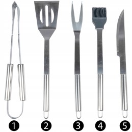 Priedai: kepsninės stalo įrankiai dėkle su rankena, 5 plieniniai indai