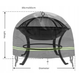 Apvalus grilio gaubtas, juodas, atsparus vandeniui, 80 x 50 cm