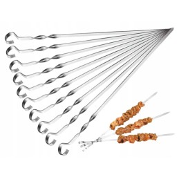 Iešmeliai mėsos iešmams kepti ant grotelių, 10 vnt, 35 cm, nerūdijantis plienas