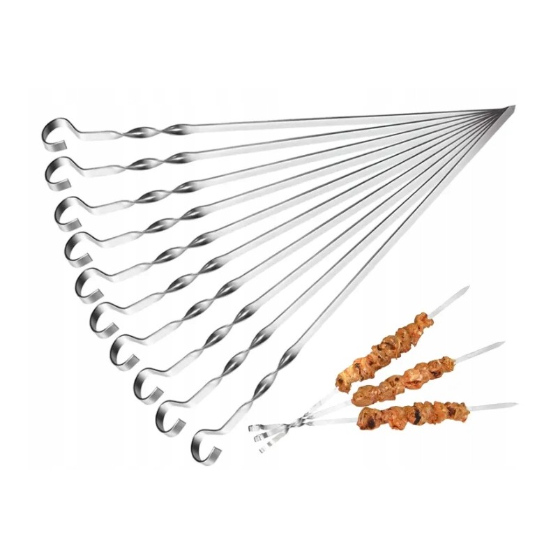 Iešmeliai mėsos iešmams kepti ant grotelių, 10 vnt, 35 cm, nerūdijantis plienas