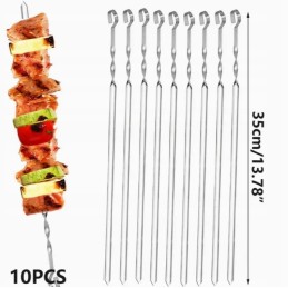 Iešmeliai mėsos iešmams kepti ant grotelių, 10 vnt, 35 cm, nerūdijantis plienas