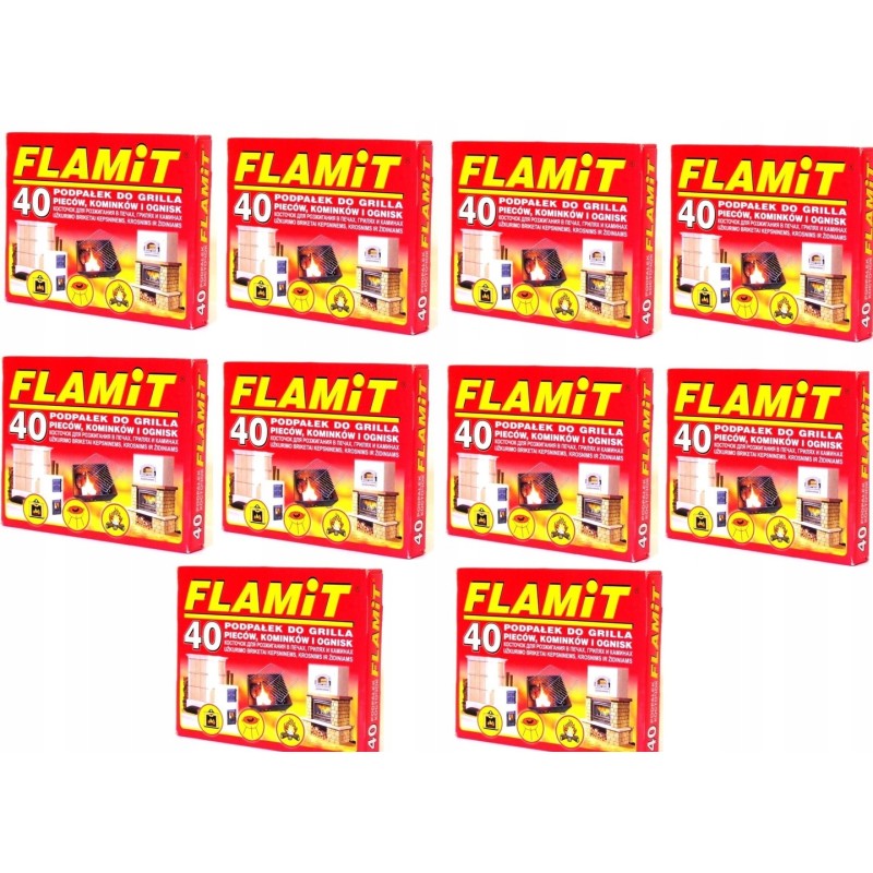 Ugnies degiklis, židinio grilio starteris, baltas flamito kubas, komplektas 40x10, 400 k