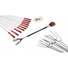 Šašlykinės ugnies lazdos, šakutės, 120 cm, 10 vnt