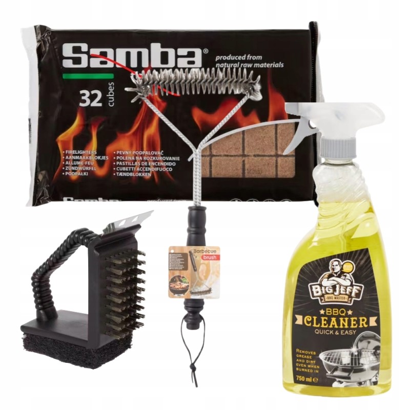 Grilio valymo rinkinys - skystis, šepečiai + deginimas