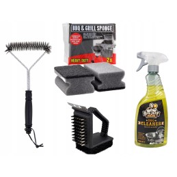Grilio valymo rinkinys su skystu šepetėliu ir kempine