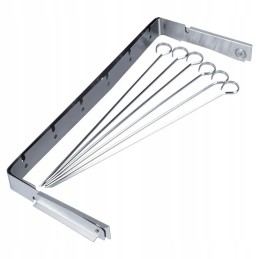 Šašlyko iešmeliai su grilio rėmu, plieniniai iešmai, 7 vnt.