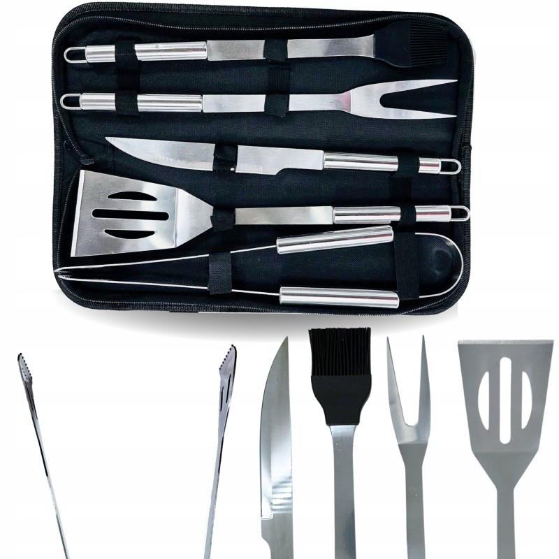 ✅ Grilio įrankių priedų rinkinys 5 viename komplektas