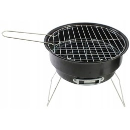 Mažos, nešiojamos, apvalios turistinės anglies kepsninės su atlenkiama rankena