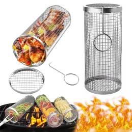 Susuktas krepšelis daržovių, žuvies, mėsos, bulvyčių kepimui ant grotelių, vyniotinis ant grotelių, 20 x 9 cm