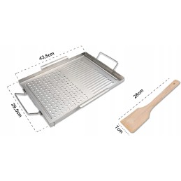 Daugkartinio naudojimo nerūdijančio plieno grilio padėklo mentelė 43 5 x 29 5 cm