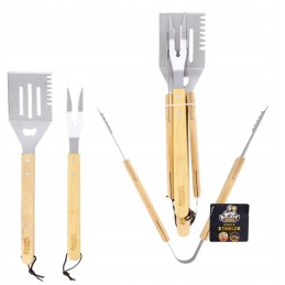 Grilio žnyplių, mentelės ir iešmo rinkinys